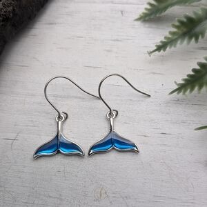 Blue Whale Tail Drop Earrings - Women Jewelry